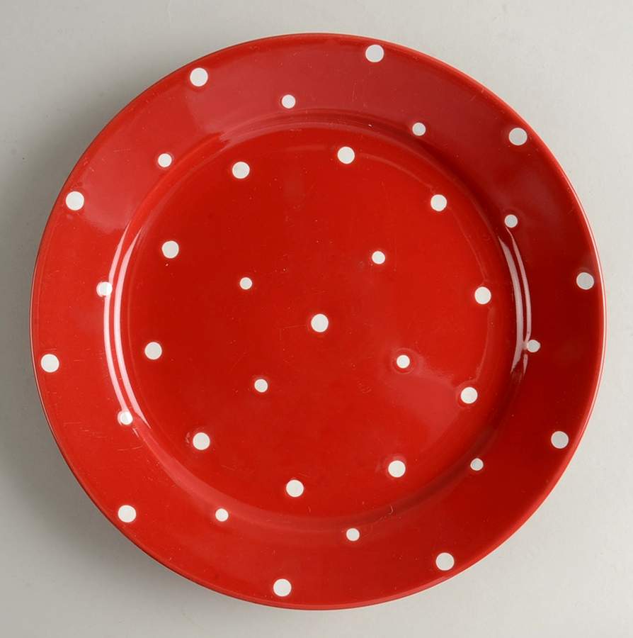 Polka Dot Red Dinner Plate by Temp-Tations-1