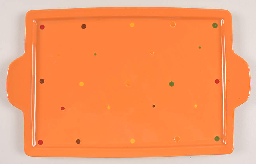Polka Dot Spice 15" Rectangular Lid-It (Trivet, Tray, Baker Lid) by Temp-Tations-1