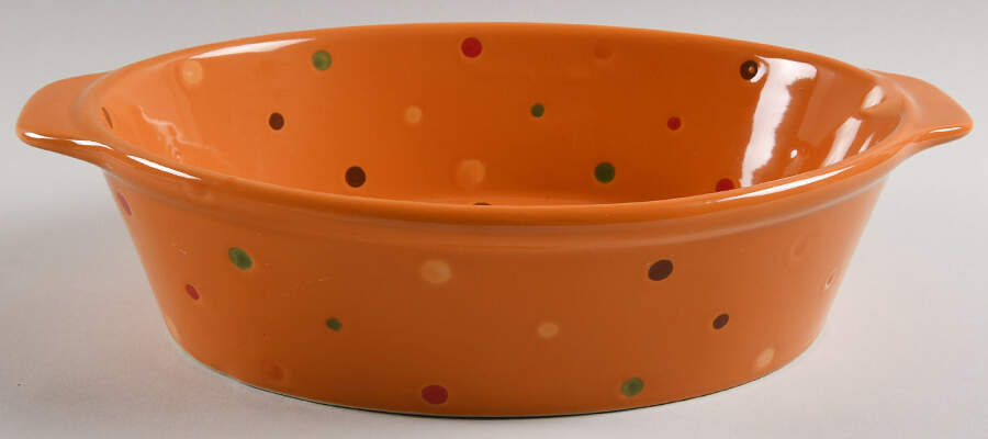 Polka Dot Spice 2.5 Quart Oval Covered Casserole No Lid by Temp-Tations-1