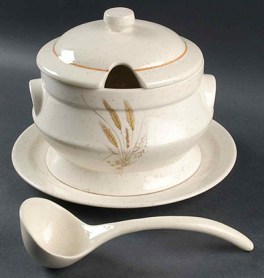 TCR19 Tureen & Lid w/Ladle & Underplate by Treasure Craft-1