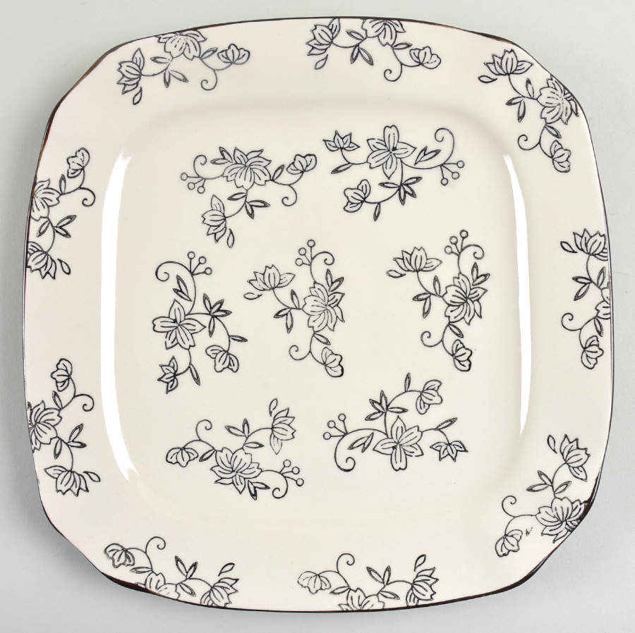 Floral Lace Black Square Dinner Plate by Temp-Tations-1