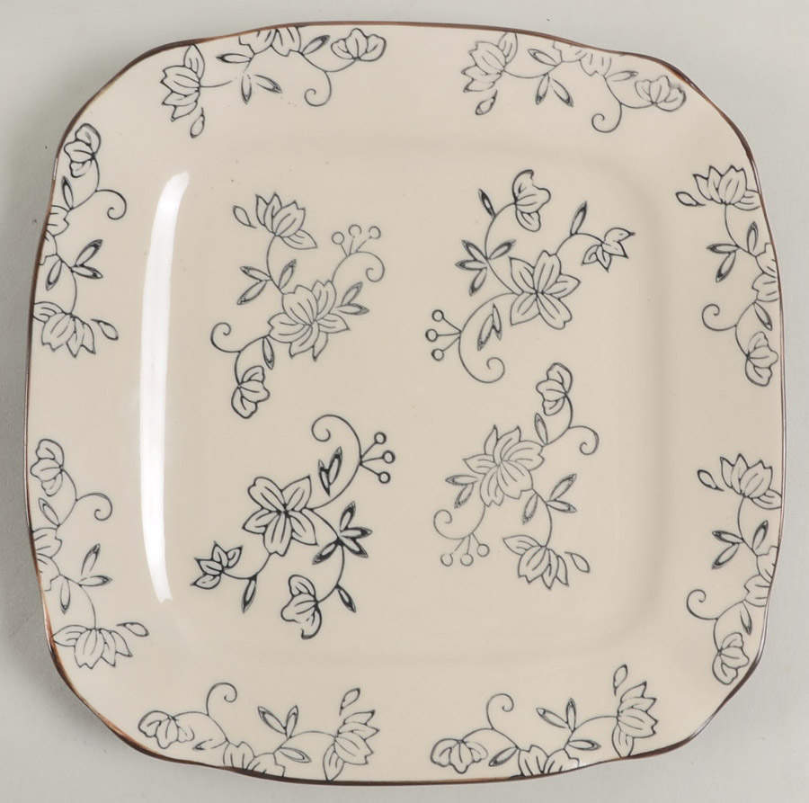 Floral Lace Black Square Salad Plate by Temp-Tations-1