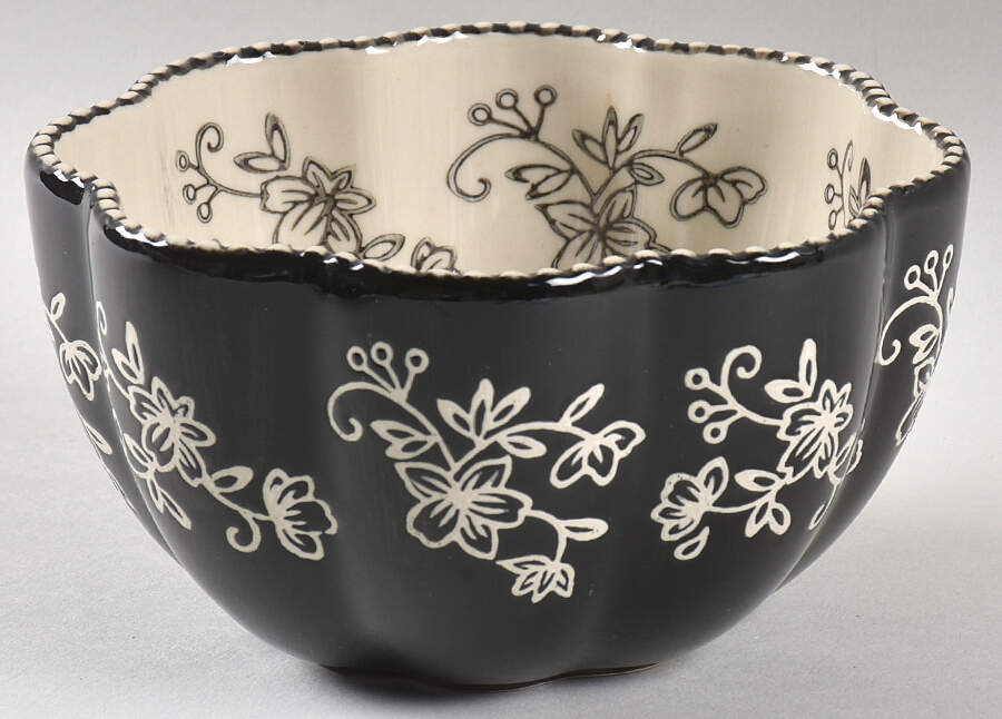 Floral Lace Black 5" Nesting Bowl by Temp-Tations-1
