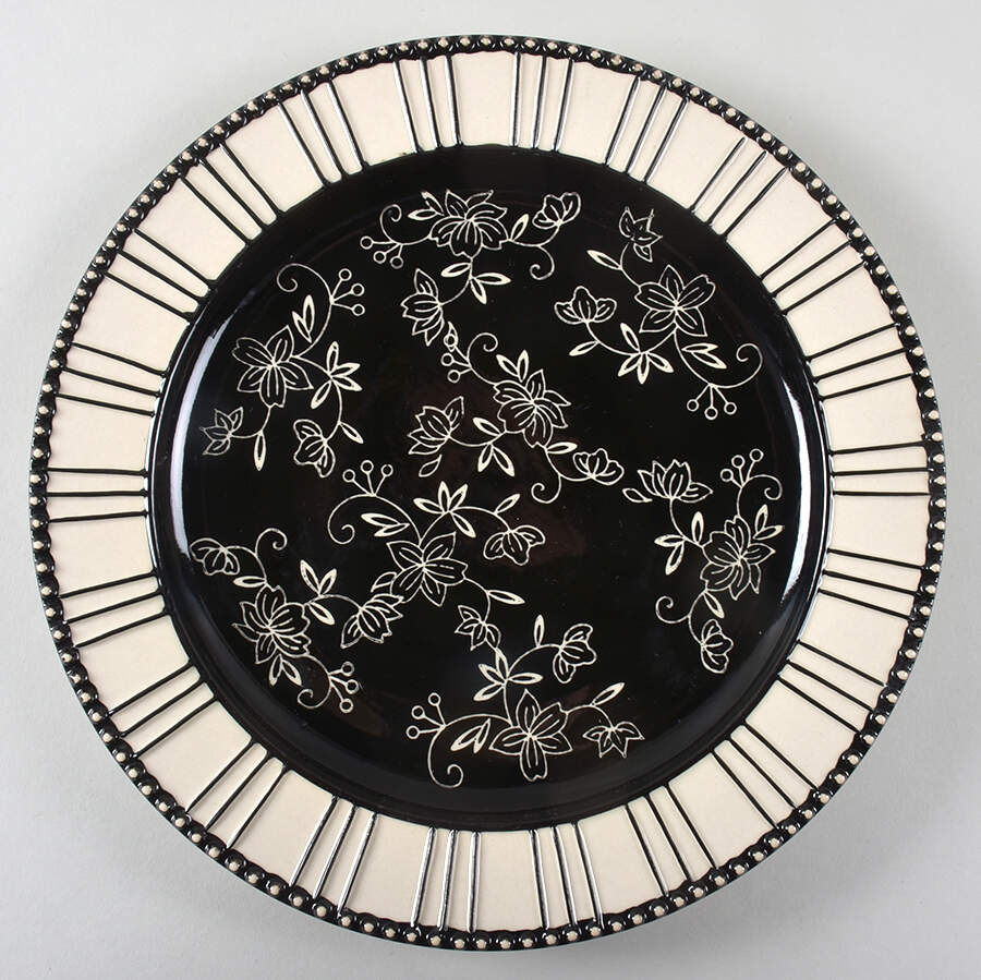 Floral Lace Black Dinner Plate by Temp-Tations-1