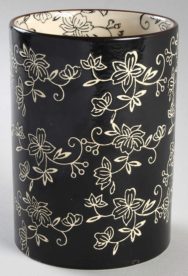 Floral Lace Black Utensil Holder by Temp-Tations-1