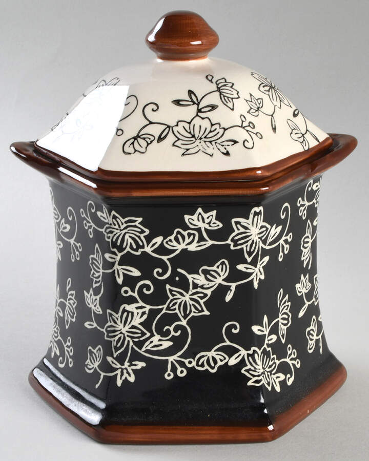 Floral Lace Black Small Canister & Lid by Temp-Tations-1