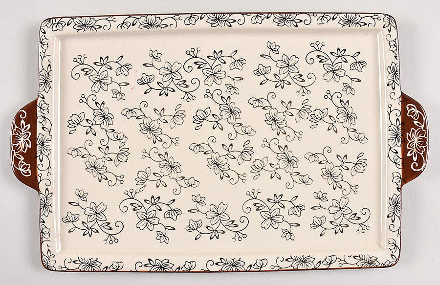 Floral Lace Black 15" Rectangular Tray by Temp-Tations-1