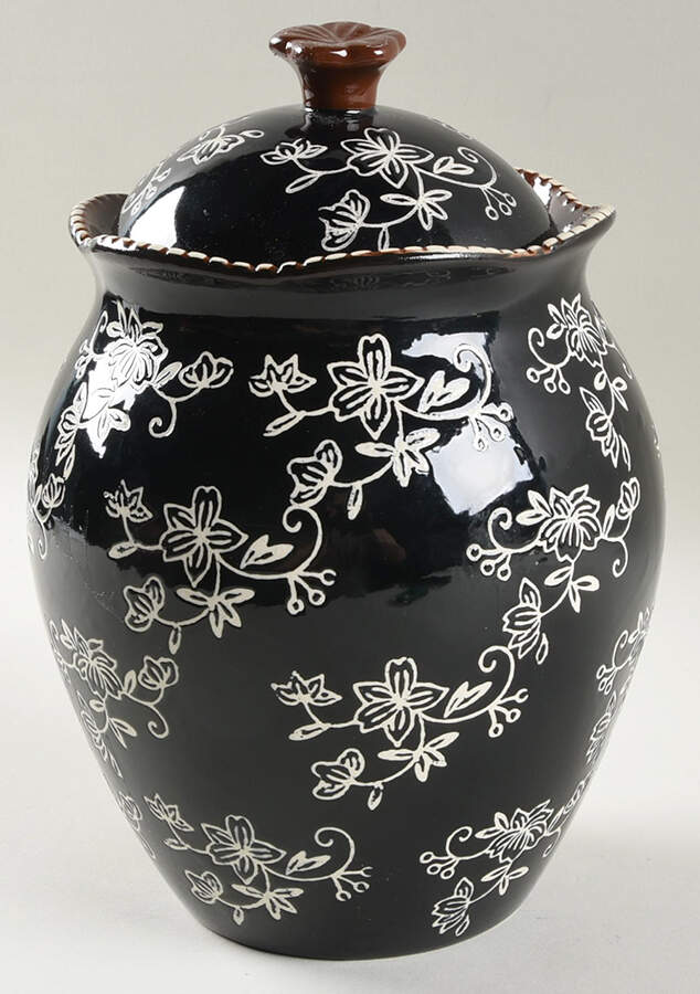 Floral Lace Black Large Canister & Lid by Temp-Tations-1