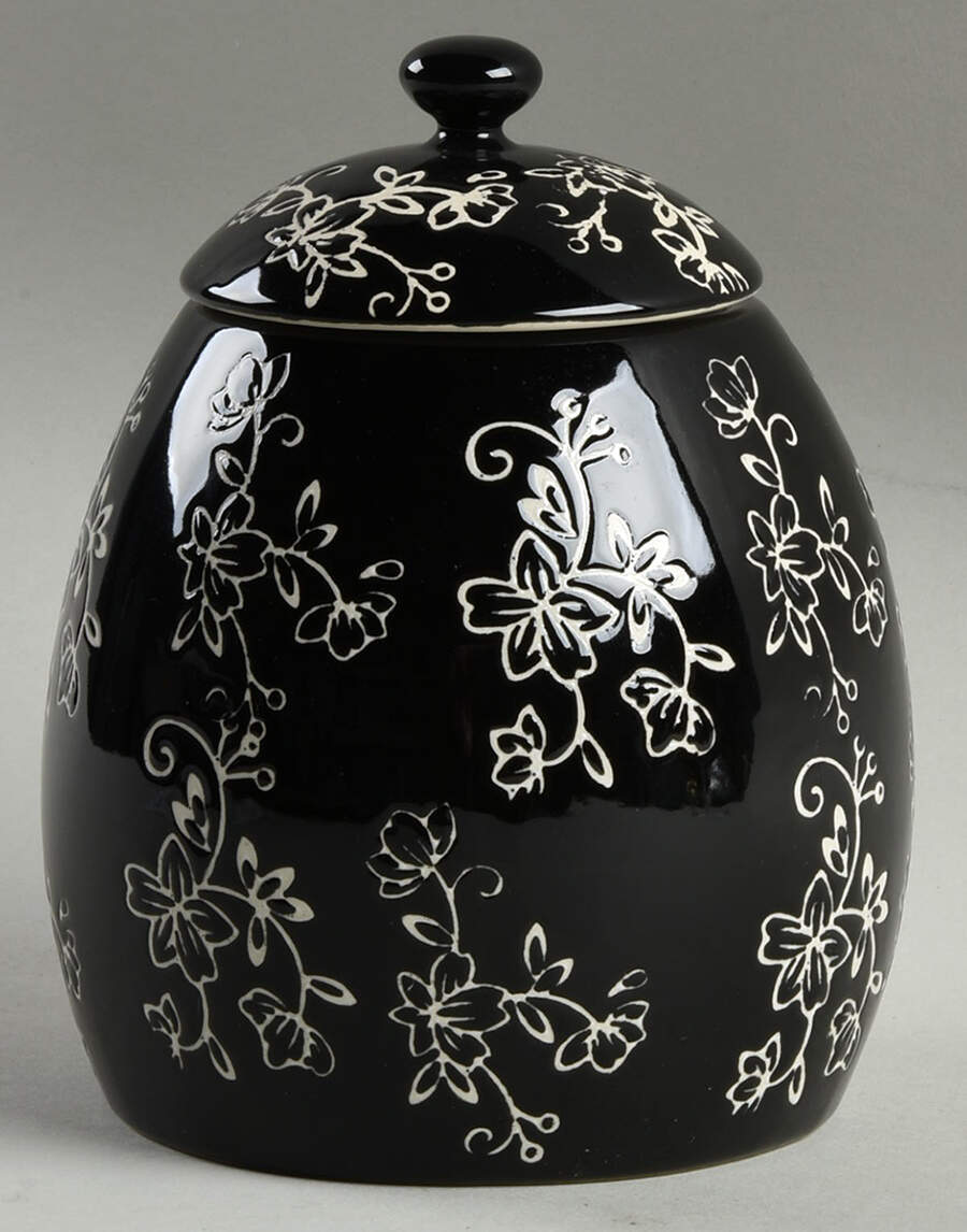 Floral Lace Black Treat Jar & Lid by Temp-Tations-1