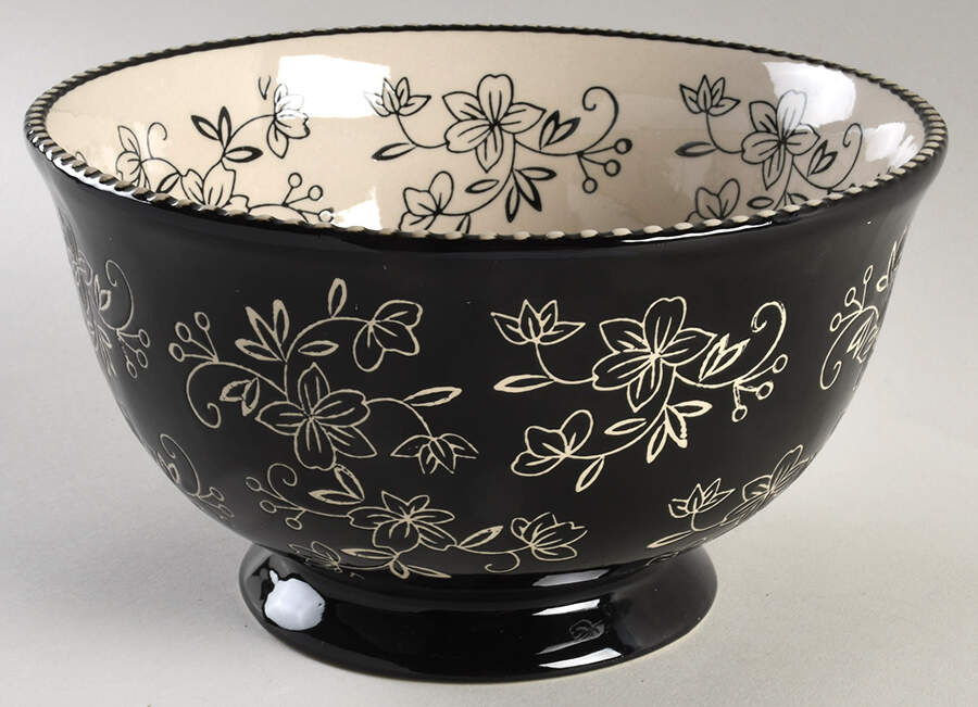 Floral Lace Black 8" Footed Bowl by Temp-Tations-1