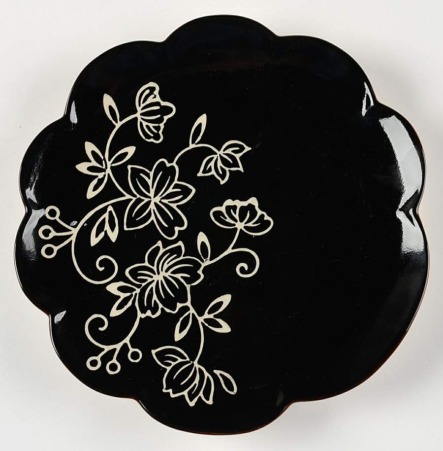 Floral Lace Black Salad Plate by Temp-Tations-1