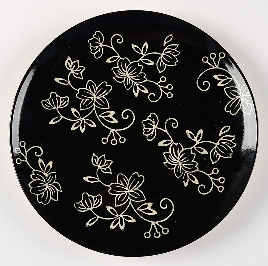 Floral Lace Black Dinner Plate by Temp-Tations-1