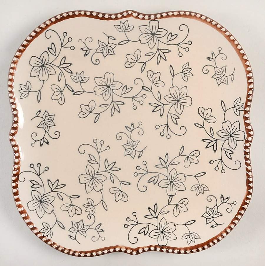 Floral Lace Black Square Salad Plate by Temp-Tations-1