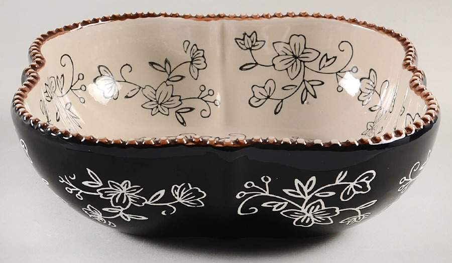 Floral Lace Black Square Soup Bowl by Temp-Tations-1