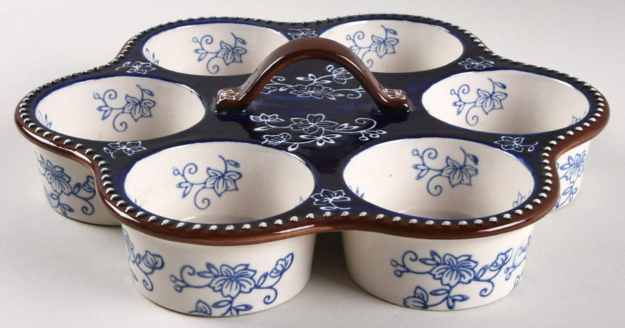 Floral Lace-Blue Muffin Pan (Holds 6 Muffins) by Temp-Tations-1