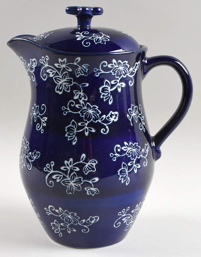Floral Lace-Blue Pitcher & Lid by Temp-Tations-1