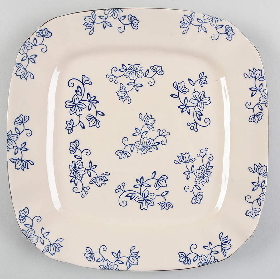 Floral Lace-Blue Square Dinner Plate by Temp-Tations-1