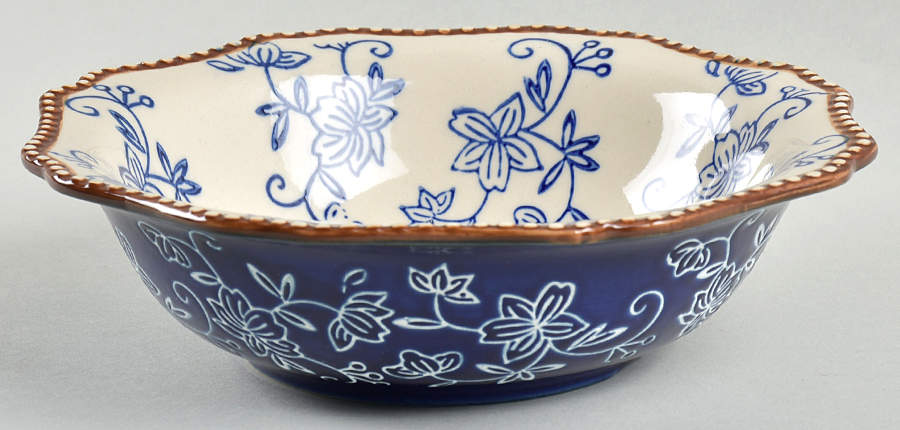 Floral Lace-Blue Soup/Cereal Bowl by Temp-Tations-1