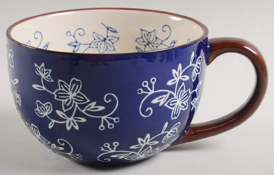 Floral Lace-Blue Soup Mug by Temp-Tations-1
