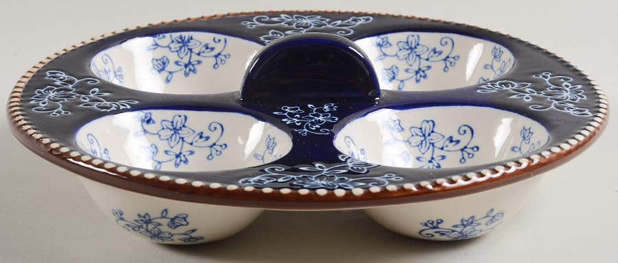 Floral Lace-Blue Poached Egg Tray for 9" Round Multifunction Baker by Temp-Tations-1