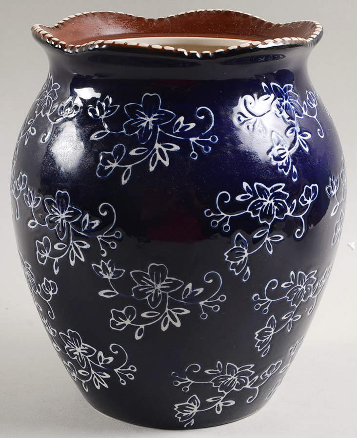 Floral Lace-Blue Cookie Jar No Lid by Temp-Tations-1