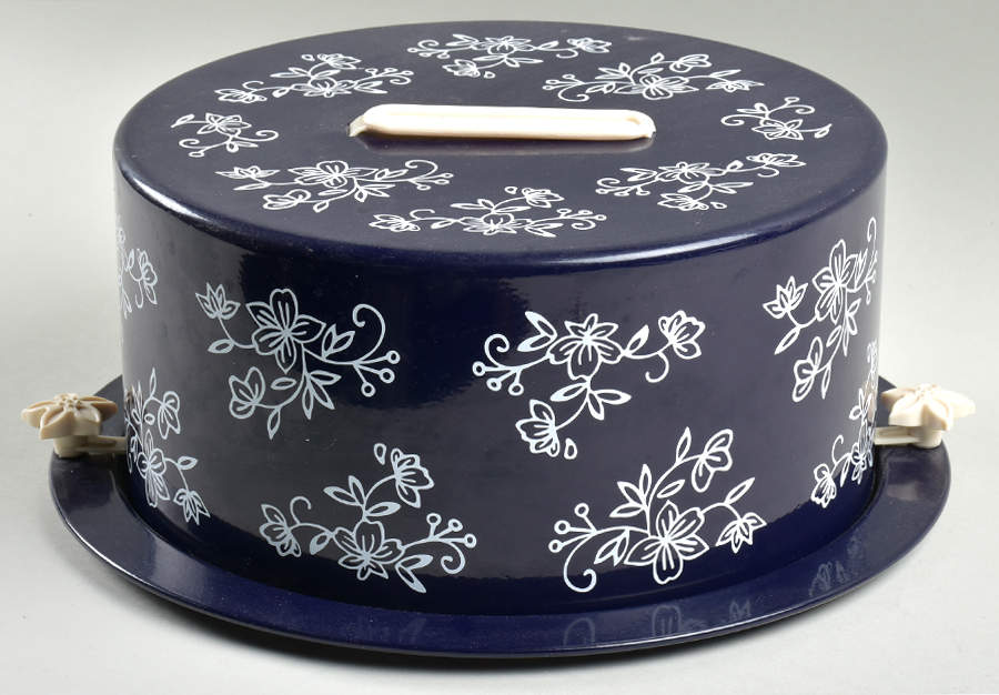 Floral Lace-Blue Metal Cake Carrier & Lid by Temp-Tations-1