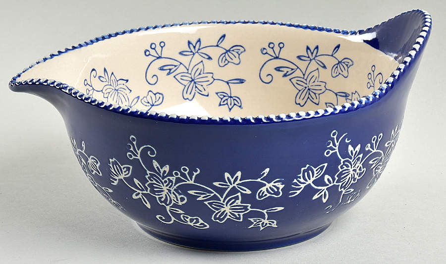 Floral Lace-Blue Small Batter Bowl by Temp-Tations-1