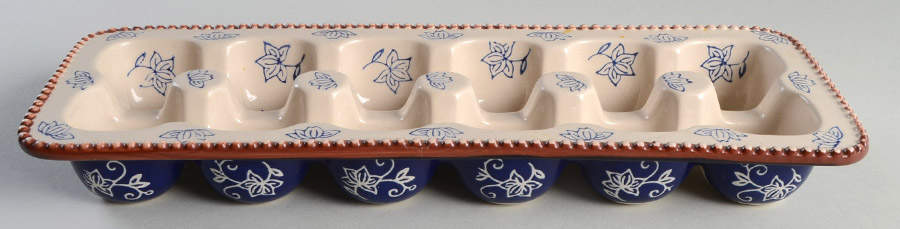 Floral Lace-Blue Rectangular Egg Holder Tray (Holds 12) by Temp-Tations-1