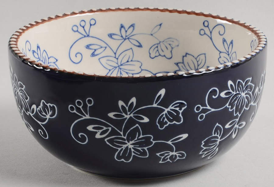Floral Lace-Blue Soup/Cereal Bowl by Temp-Tations-1
