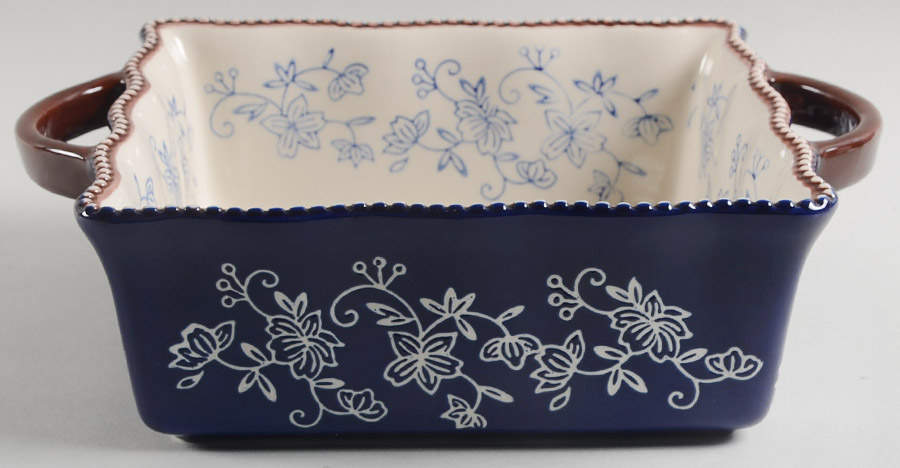 Floral Lace-Blue 8" Square Baker by Temp-Tations-1