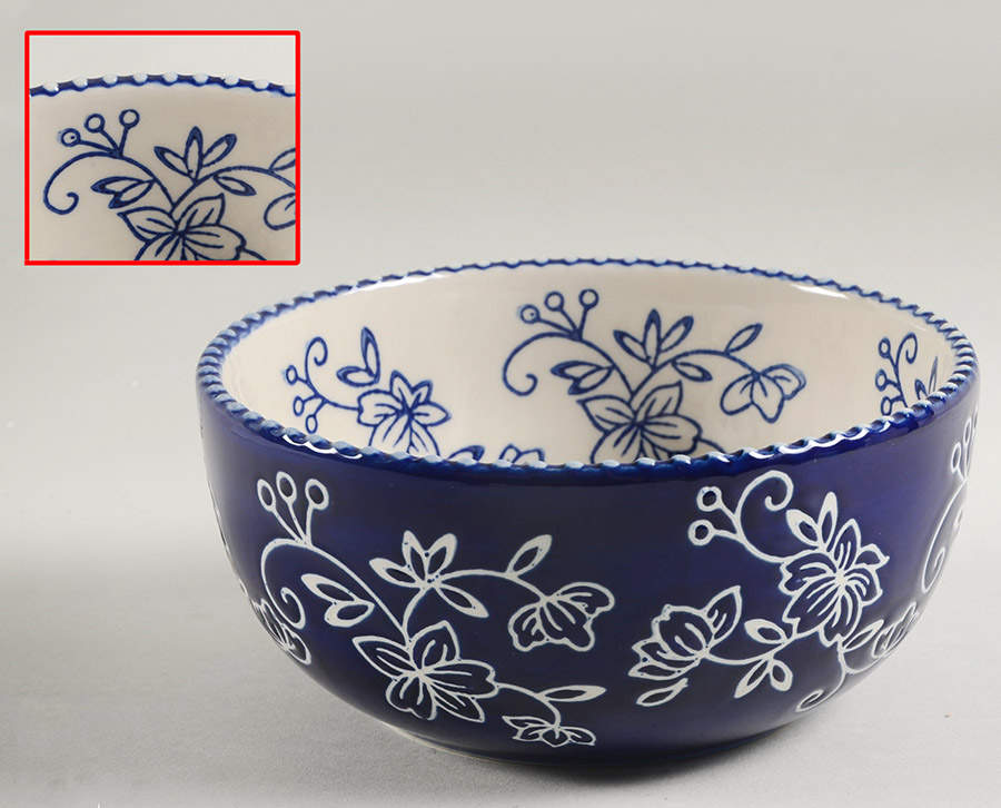 Floral Lace-Blue Soup/Cereal Bowl by Temp-Tations-1
