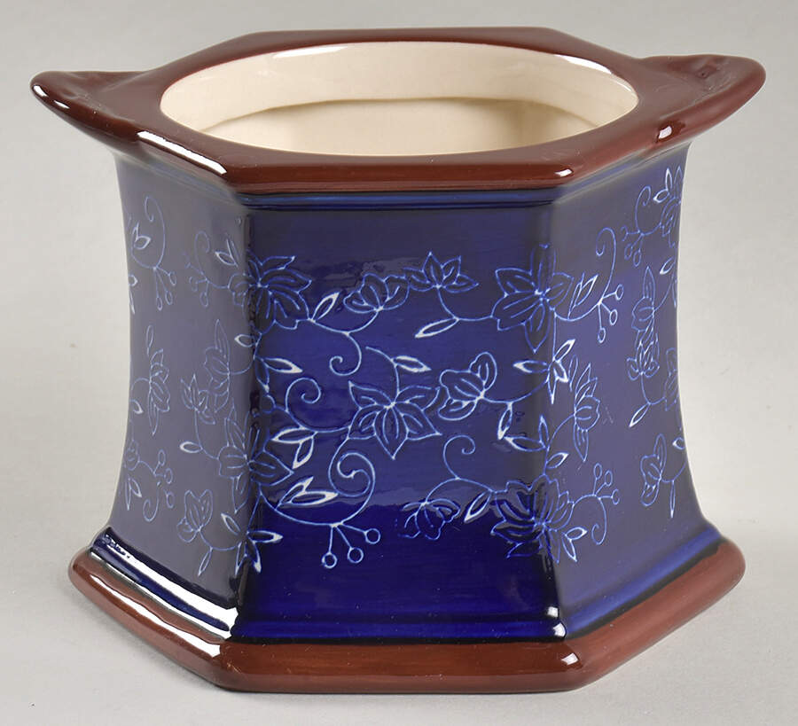 Floral Lace-Blue Small Canister No Lid by Temp-Tations-1