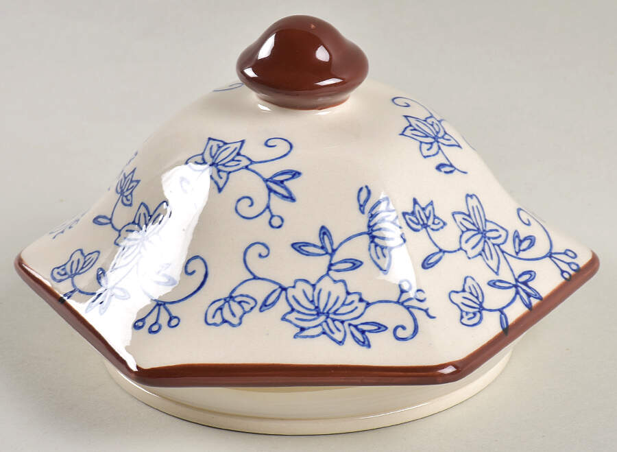 Floral Lace-Blue Lid for Medium Canister by Temp-Tations-1