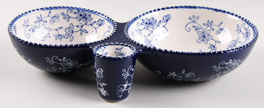 Floral Lace-Blue 3 Part Tapas Serving Dish by Temp-Tations-1