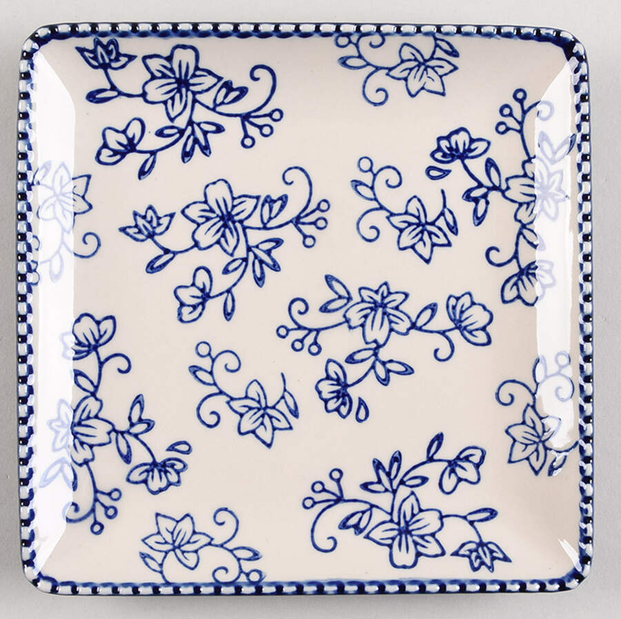 Floral Lace-Blue Square Salad Plate by Temp-Tations-1
