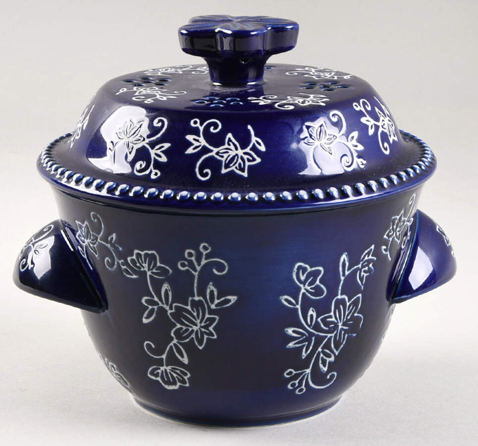 Floral Lace-Blue Steamer Pot & Lid Set by Temp-Tations-1