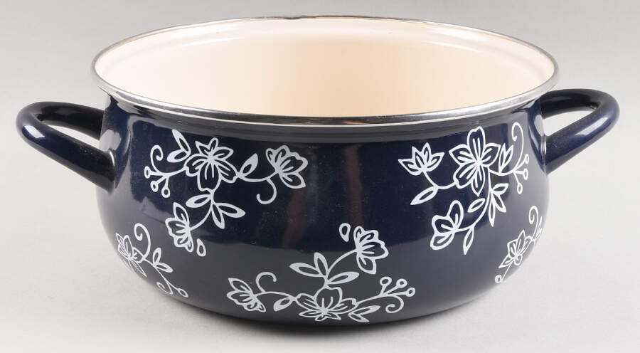 Floral Lace-Blue 3 Quart Metal Covered Casserole, No Lid by Temp-Tations-1