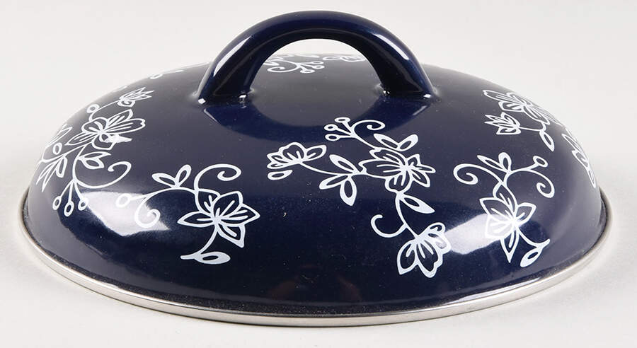 Floral Lace-Blue 2.5 Quart Metal Covered Casserole, Lid Only by Temp-Tations-1