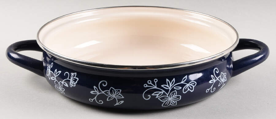 Floral Lace-Blue 2 Quart Metal Covered Casserole, No Lid by Temp-Tations-1