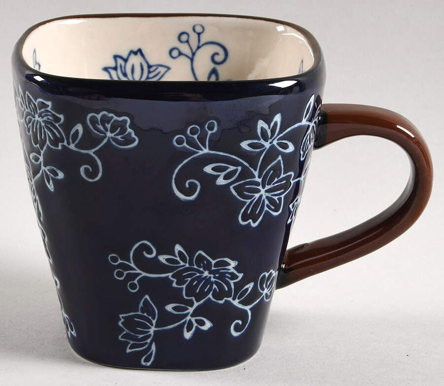 Floral Lace-Blue Square Mug by Temp-Tations-1
