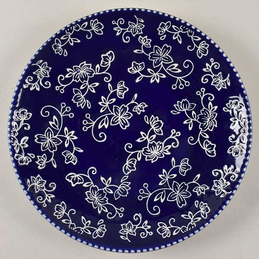 Floral Lace-Blue Dinner Plate by Temp-Tations-1