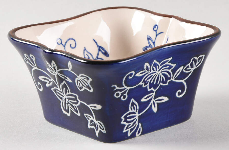 Floral Lace-Blue Dip Bowl for 5pc Entertaining Set by Temp-Tations-1