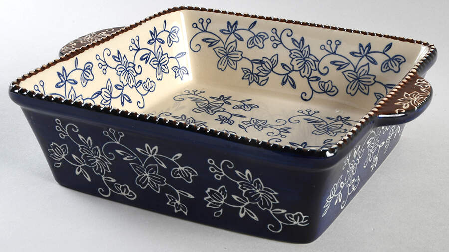 Floral Lace-Blue 9" Square Baker by Temp-Tations-1