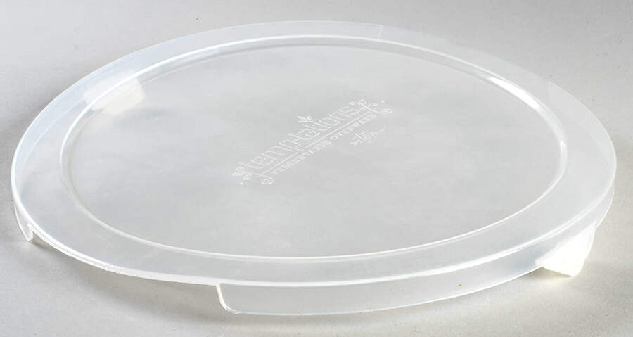 Floral Lace-Blue Plastic Lid for 10" Round Handled Baker by Temp-Tations-1