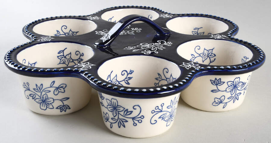 Floral Lace-Blue Muffin Pan (Holds 6 Muffins) by Temp-Tations-1