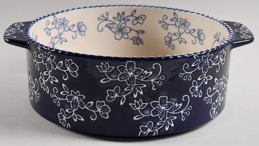 Floral Lace-Blue 8" Round Baker by Temp-Tations-1