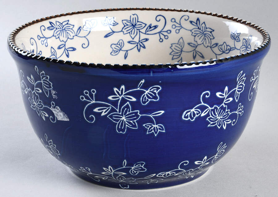 Floral Lace-Blue 8" Nesting Bowl by Temp-Tations-1