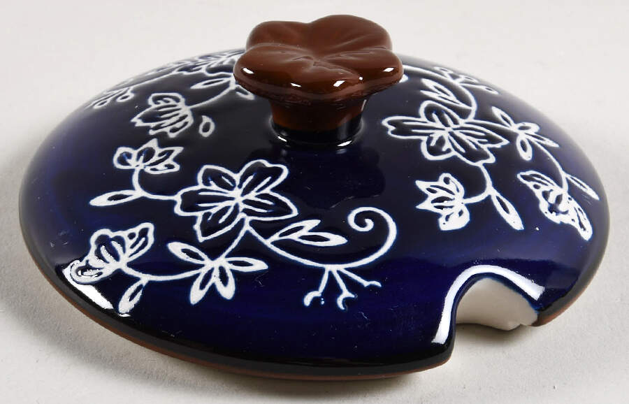 Floral Lace-Blue Lid for Sugar Bowl by Temp-Tations-1