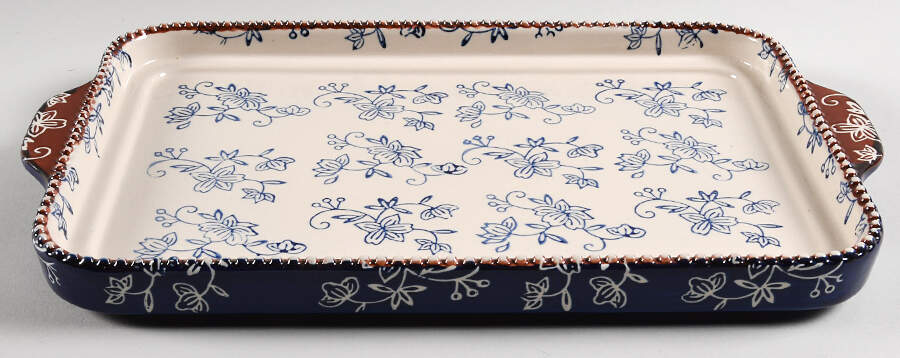 Floral Lace-Blue 13" Rectangular Tray by Temp-Tations-1