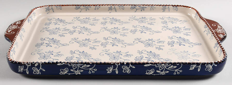 Floral Lace-Blue 16'' Rectangular Tray by Temp-Tations-1